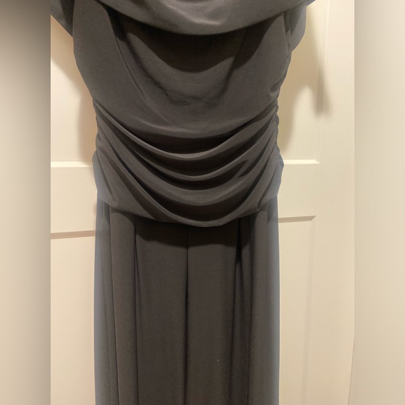 Ruched Bodice Jumpsuit w/ Cold Shoulder & Rhinestone Embellishments - Picture 3 of 6